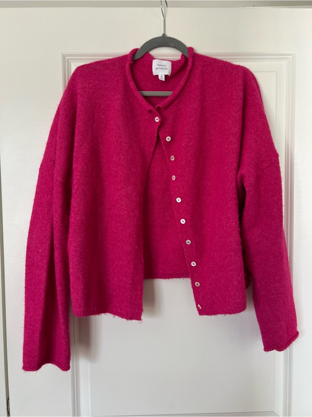 Things Between Hot Pink Button-Front Women's Cardigan